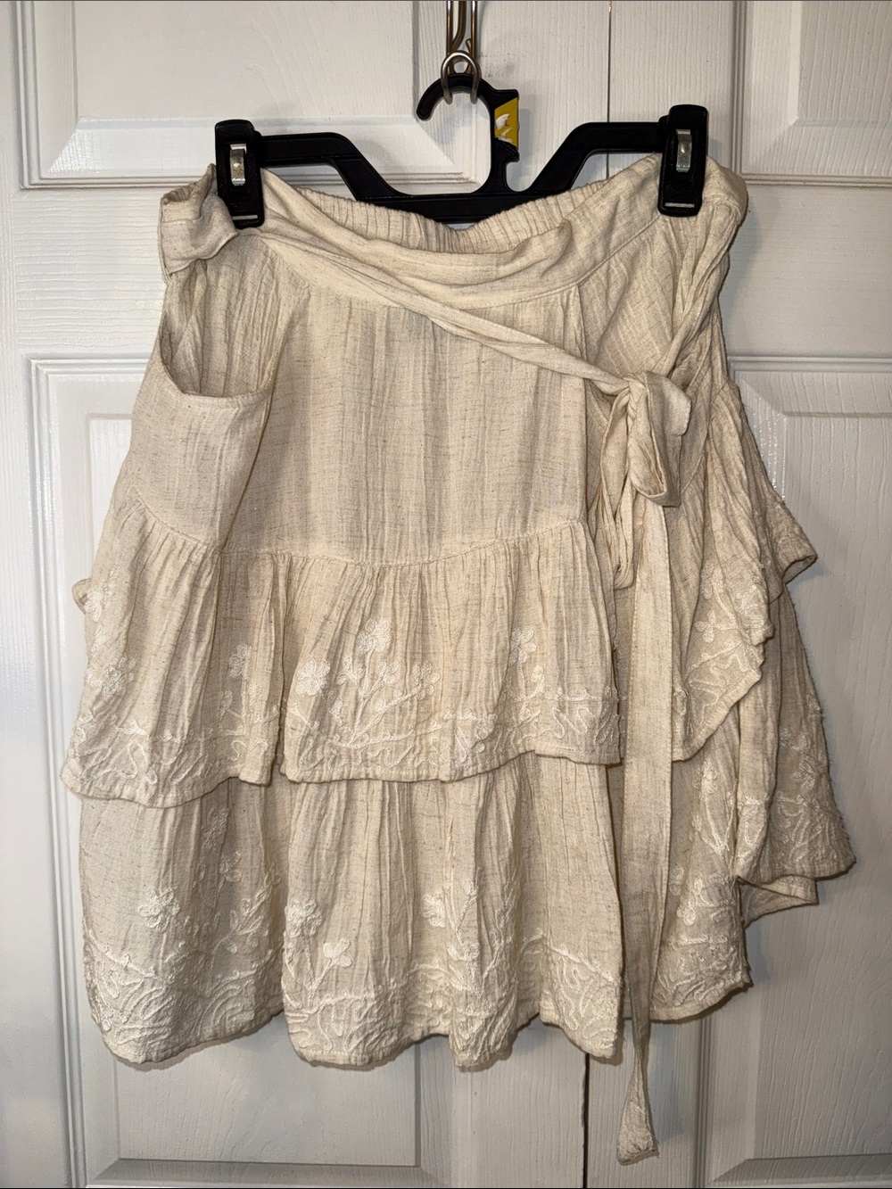Young Threads Tiered Embroidered Mini Skirt - Cream